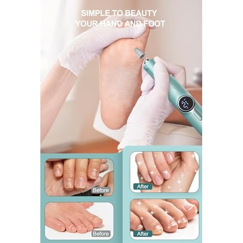 Cordless Electric Nail Drill Machine Professional for Acrylic Gel Nails, E-File for Manicure and Pedicure for Foot Portable Manicure Tool with Storage Bag