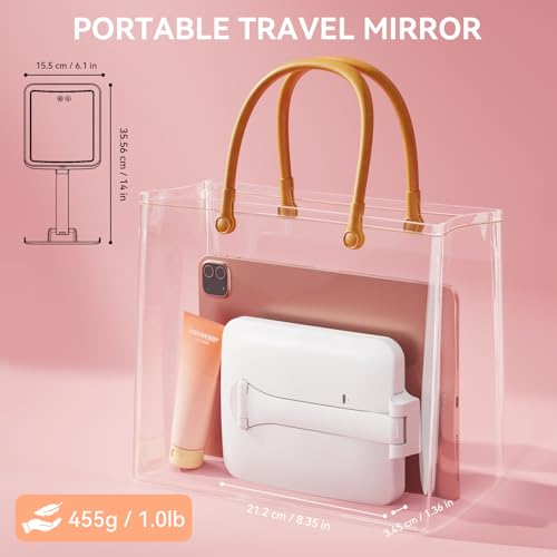 Auxmir 30X Magnifying Travel Makeup Mirror with LED Lights - Rechargeable, Compact, White