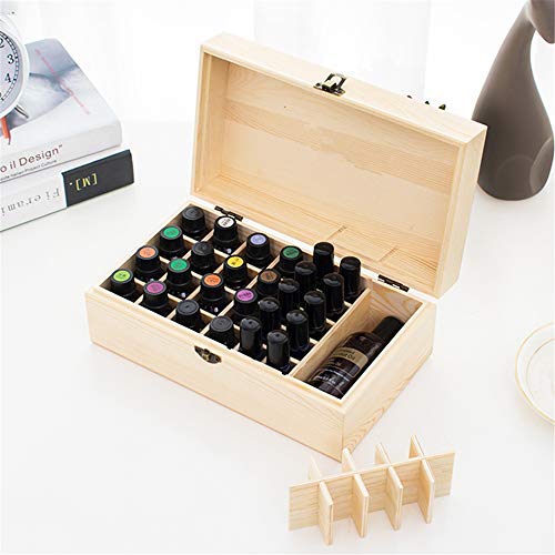 Wooden Essential Oil Organizer Case with Lock, 36 Slots Travel Storage