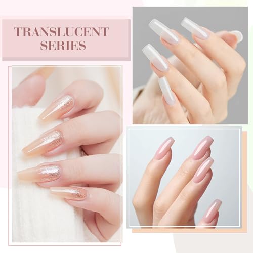 CANNI Jelly Gel Nail Polish Set ? 6 Sheer Colors (Milky White, Light Pink, Nude Peach), 9ML Each, Transparent Soak Off UV LED HEMA-Free Manicure Gel for Women