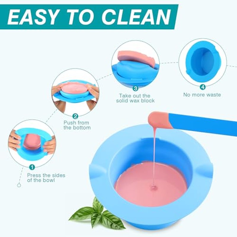 2.4 lb Hard Wax Beads Bulk, Professional Rosin-Free Brazilian Waxing Bead, Hypoallergenic Hair Removal Wax Bead for Sensitive Skin, Body, Bikini, Legs, Wax Beans Refill, 1 Silicone Pot and 5 Sticks