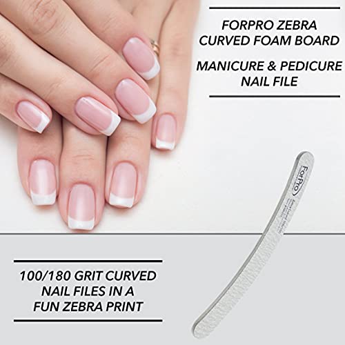 ForPro Professional Zebra Curved Foam Nail Files 50 Pack - Manicure & Pedicure
