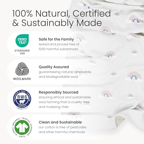 Baby Merino Wool Blanket for Crib and Stroller - Organic Cotton, 4 Seasons - Sage