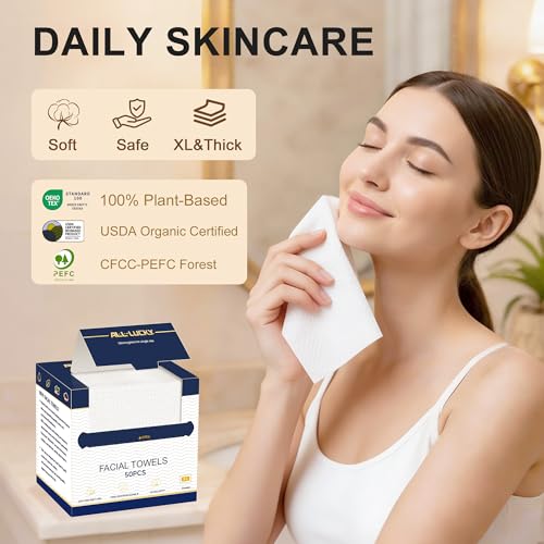 Disposable Face Towels XL 10x12 Biodegradable Wash Cloths 100 Count - 2 Packs of 50