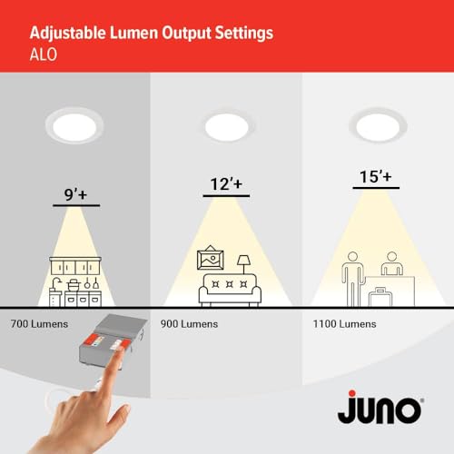 Juno 4-Inch Round Baffle Wafer LED Recessed Lights 5-in-1 CCT, 6 Pack - Flat Trim Remodel