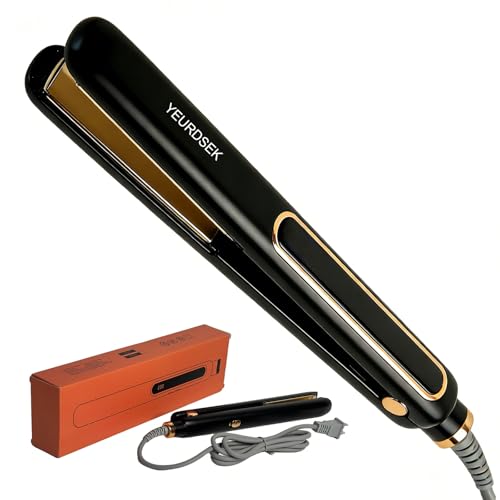 YEURDSEK 2-in-1 Hair Straightener and Curler - Professional 1 Inch Ceramic Flat Iron with Fast Heat Up