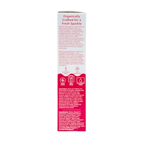 Kids Organic Toothpaste with Dragon Fruit - Pack of 2, 3oz - Non-Toxic & Fluoride-Free