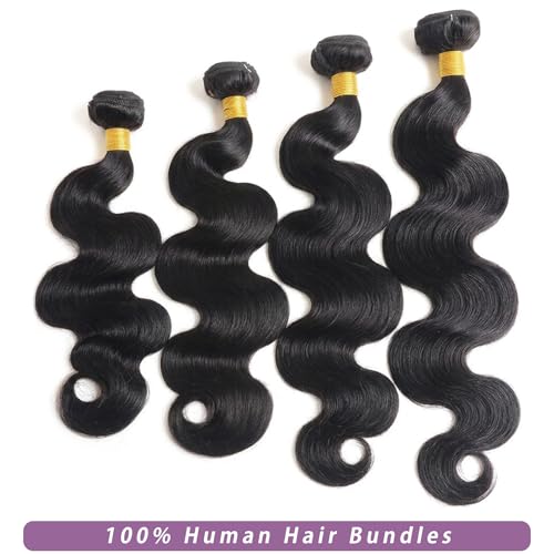 Glimeer 14 16 18 20 Inch Body Wave 100% Unprocessed Brazilian Virgin Hair Bundles (4 Bundles)