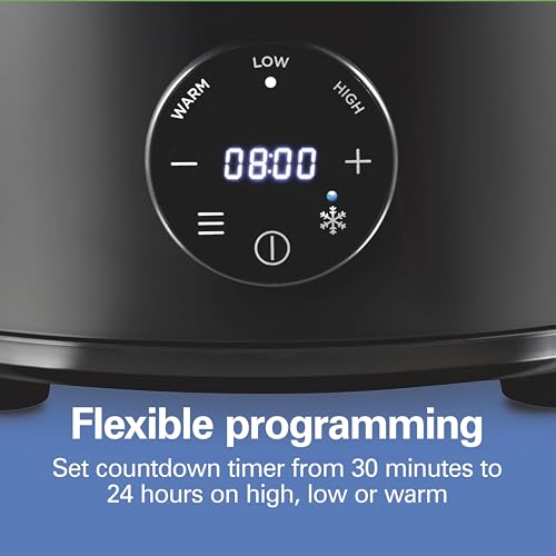 6 Quart Programmable Slow Cooker with Defrost Function - Black