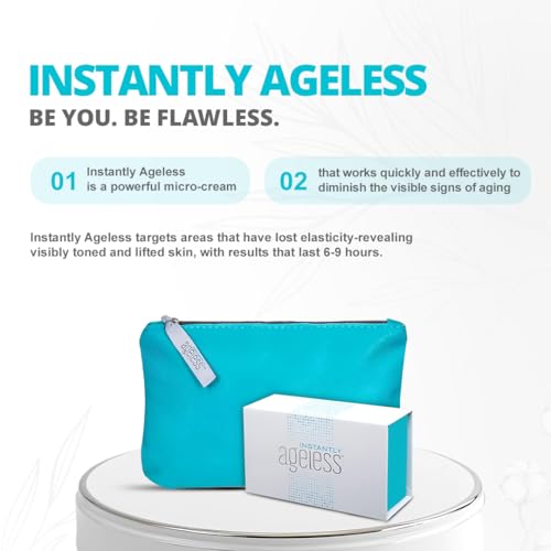 Instantly Ageless - Instant Face Lift Cream - Skin Care Anti Aging Face Cream - Wrinkle Tightener - Eye Cream For Puffiness and Bags Under Eyes - Facelift in a Box of 25 Vials with Makeup Bag