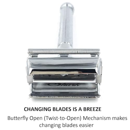 Parker 29L Chrome Safety Razor with Long Handle & Butterfly Open