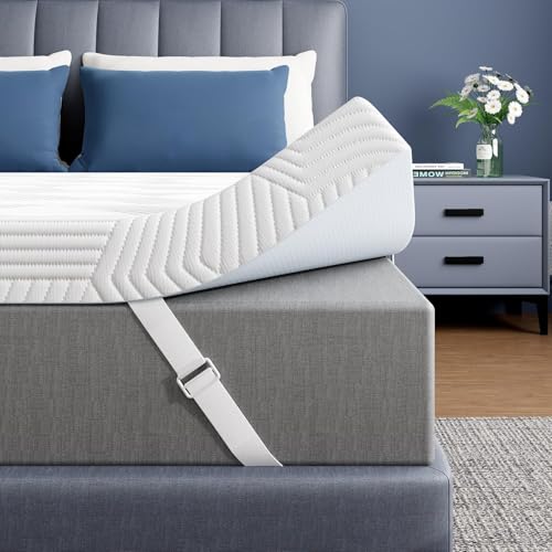 White Full Size 2 Inch Gel Memory Foam Mattress Topper - Washable Cover
