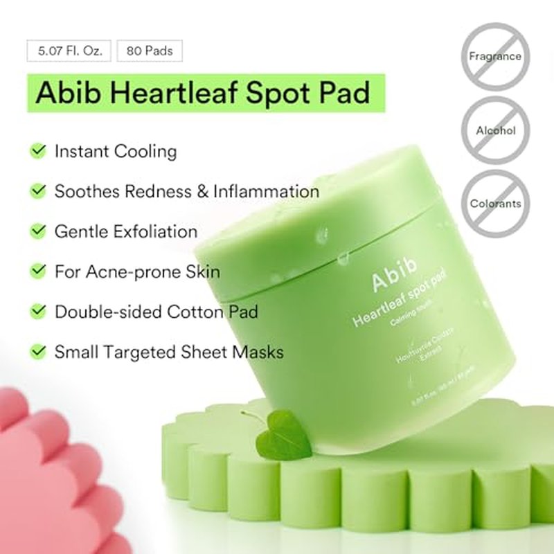 Abib Heartleaf Spot Pad Calming Touch Duo Set 160pads 10.14 fl. oz. | Korean Acne Soothing Toner Pads for Face, Cleansing, Disposable, Exfoliant, Skin Care