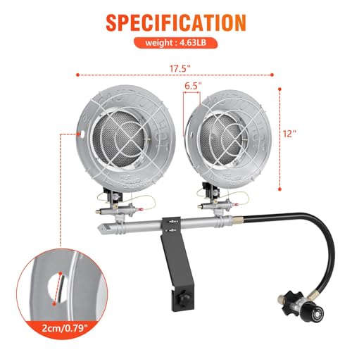 Silver Double Tank Top Propane Heater 30,000 BTU Portable Radiant Heater