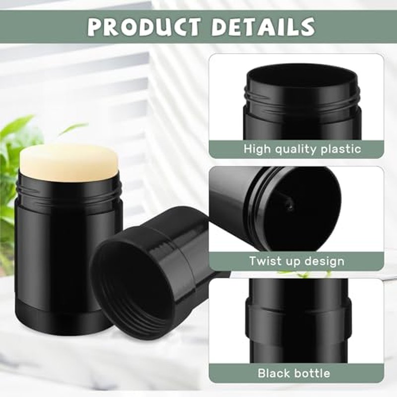 30ml/1oz Black Plastic Deodorant Containers Empty Filling Stick Tube Twist Up Deodorant Bottles for DIY Cosmetic Sunscreen Lip Balm Crayon Lotion Bar - 15 Pcs