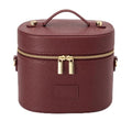 BAGOK Burgundy Leather Travel Makeup Organizer Bag with Removable Divider