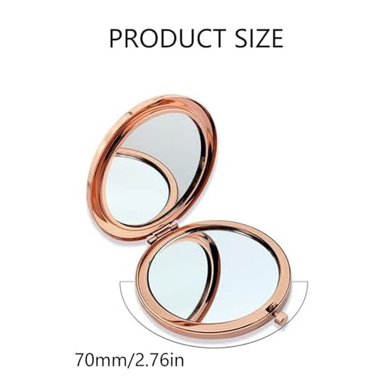 6 PCS Rhinestone Double-Sided Mirror Portable Small Mirror Folding Pocket Makeup Round Hand Makeup Magnifying Glass Women's/Girls Travel Gift (Mixed Colors)