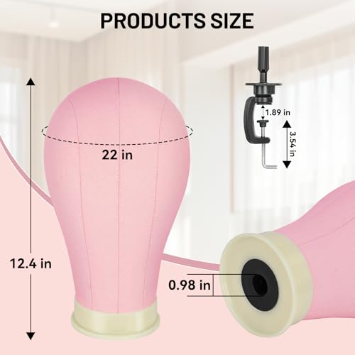 Pink 22 Inch Wig Head with 30" Tripod Stand - Styling & Display