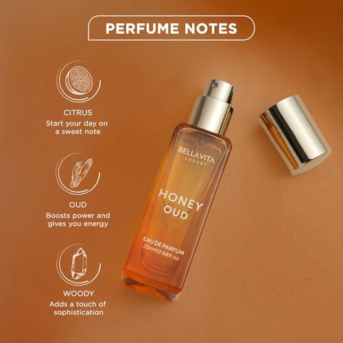 BellaVita Honey Oud Unisex Perfume 100ml & 20ml Long-Lasting Arabian Fragrance