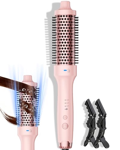 Pink Ionic Heated Curling Brush for Blowout Look - VIKICON PRO