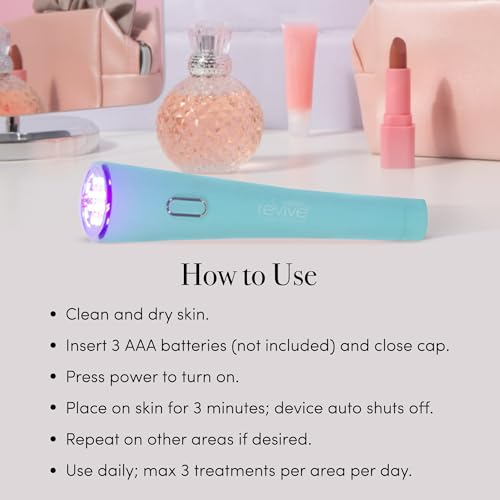 Revive Glo Acne Wand, Multi-Spectrum Face Wand, Red & Blue Light for Acne, Medspa-Quality Face Tools for Skincare, Portable Light Therapy Products for Targeted Skin Support