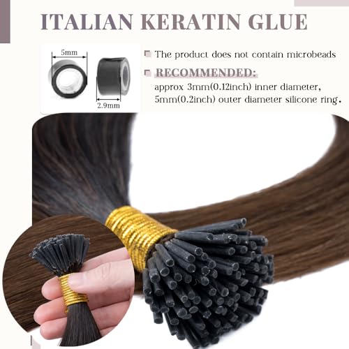 Human Hair Extensions I Tip Keratin Stick In 100 Strands 18 Inch Natural Black Ombre