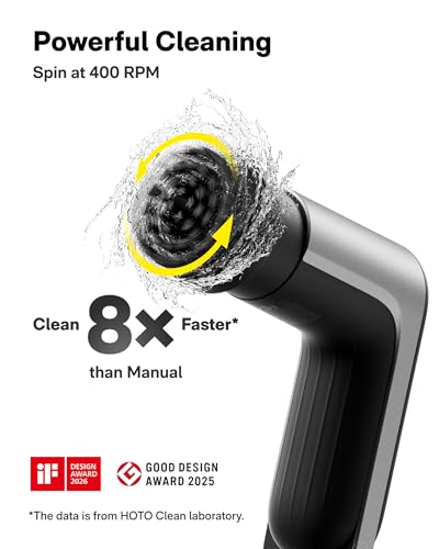 HOTO Cordless Spin Scrubber with 6 Magnetic Brush Heads, IPX7 Waterproof