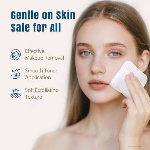 Ourmed Life Large Cotton Pads for Face - 240 Count, 3x3 Makeup Remover Pads, Dual-Sided Exfoliating Cotton Rounds