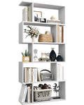 White 5-Tier Geometric Bookcase with Modern Design, 27.8W x 9.5D x 61.8H Shelf