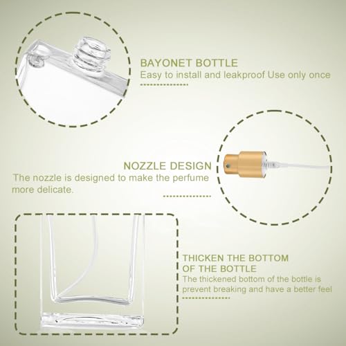 Gold 8 Pack 30ml Glass Perfume Bottles with Fine Mist Sprayers
