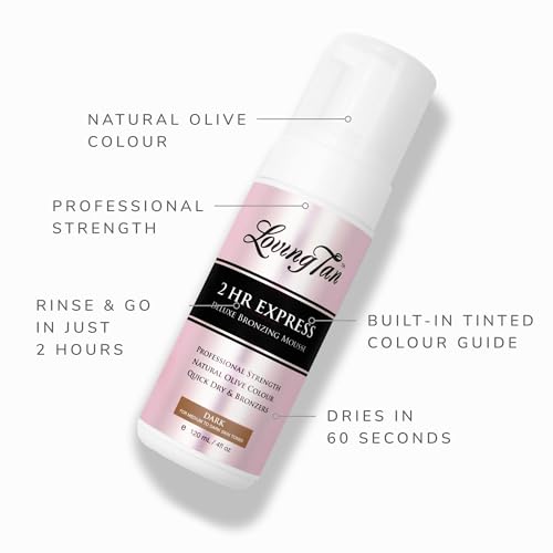 Loving Tan 2 HR Express Mousse (4FL Oz) + Face Tan (1.6Oz), Dark - Streak Free, Natural looking, Professional Strength Sunless Tanner - Cruelty Free, Naturally Derived DHA
