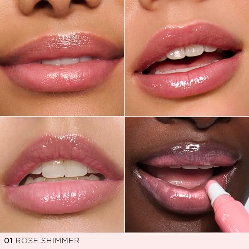 Clarins Lip Perfector Lip Gloss Rose Shimmer - Sheer, Shimmer Finish, Hydrating & Plumping, Vanilla Scent, 0.35 Ounces