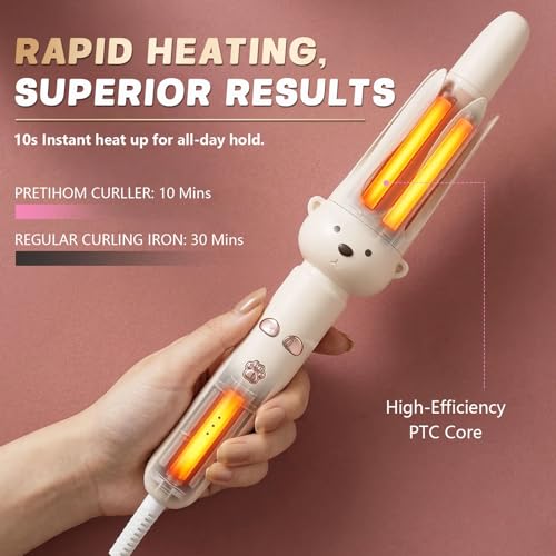 Automatic Curling Iron 28mm Tourmaline Ceramic for Beach Waves, Anti-Tangle & Scald Protection