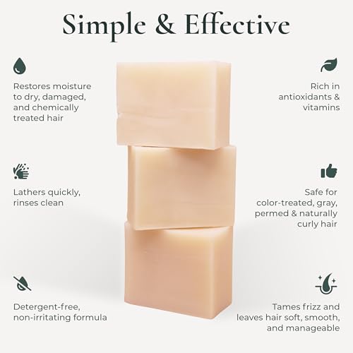 All-Natural Moisturizing Shampoo Bar 3-Pack for Healthy Hair - Supports Strong Hair