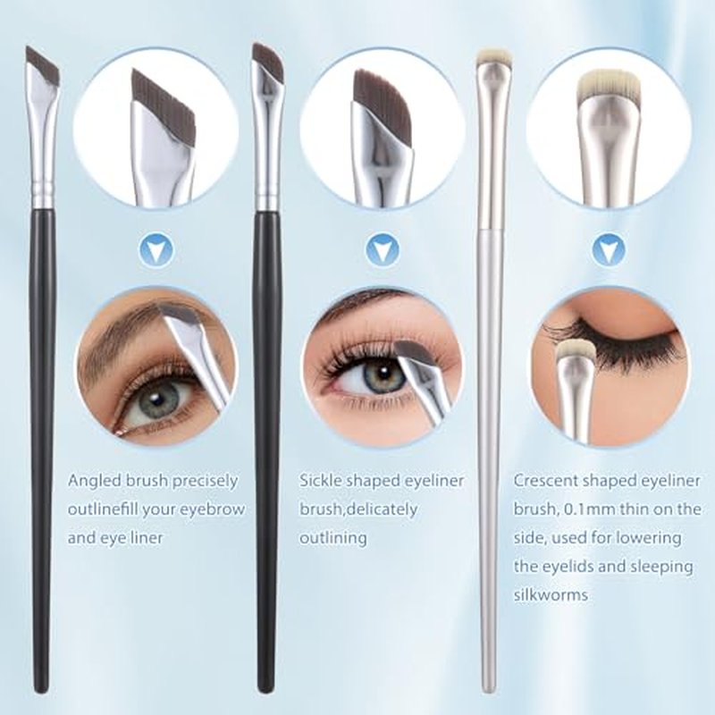 7Pcs Fan-Shaped Eyelash Brush Eyebrow Comb Tools Set, Mascara Separator Applicator Angled Eyeliner Brush Folding Double-Head Brow Brushes For Eye Lashes Eyebrows Makeup Natural