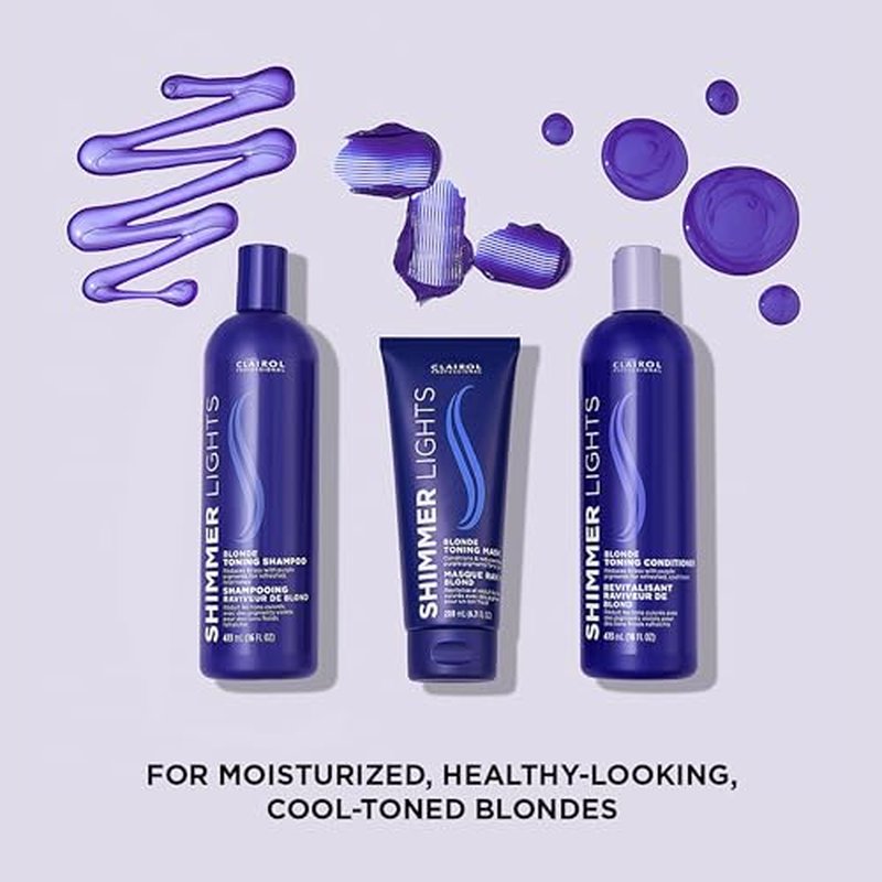 Clairol Professional Shimmer Lights Violet Toning Mask for Neutralizing Brassy Tones with Refreshing Blonde Hair Results