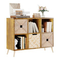 Rustic Brown 6-Cube Storage Organizer with Legs, Fits 11-Inch Bins, Modern Freestanding Bookcase
