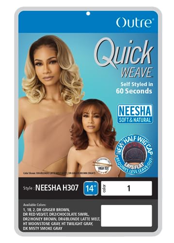 Outre Quick Weave Neesha H307 Half Wig Jet Black - Easy Self-Style Synthetic Hair