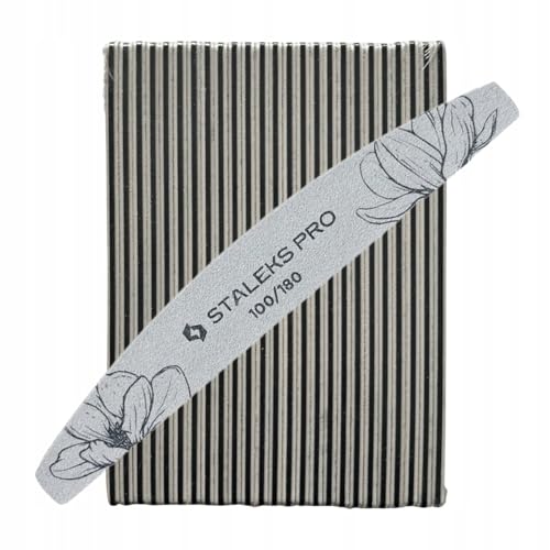 Staleks Pro Expert Crescent Nail Files 100/180 Grit - 25 Single-Use Files - Soft Foam Layer - Professional Manicure & Pedicure Tool