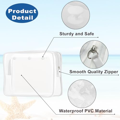 White 4-Pack Clear Beach Travel Bag Inserts Organizer Pouches - Waterproof & Sandproof