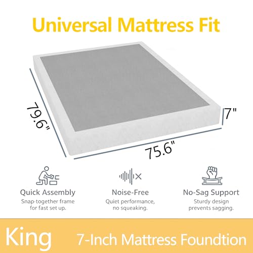 King 7 Inch Heavy-Duty Metal Box Spring, Noise-Free, Easy Assembly – YORTHEN