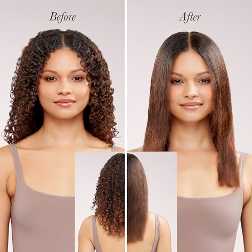 Hot Air Hair Straightening Brush with Ceramic Bristles & Negative Ion Technology - Adjustable Temp, Dual Voltage, Blush