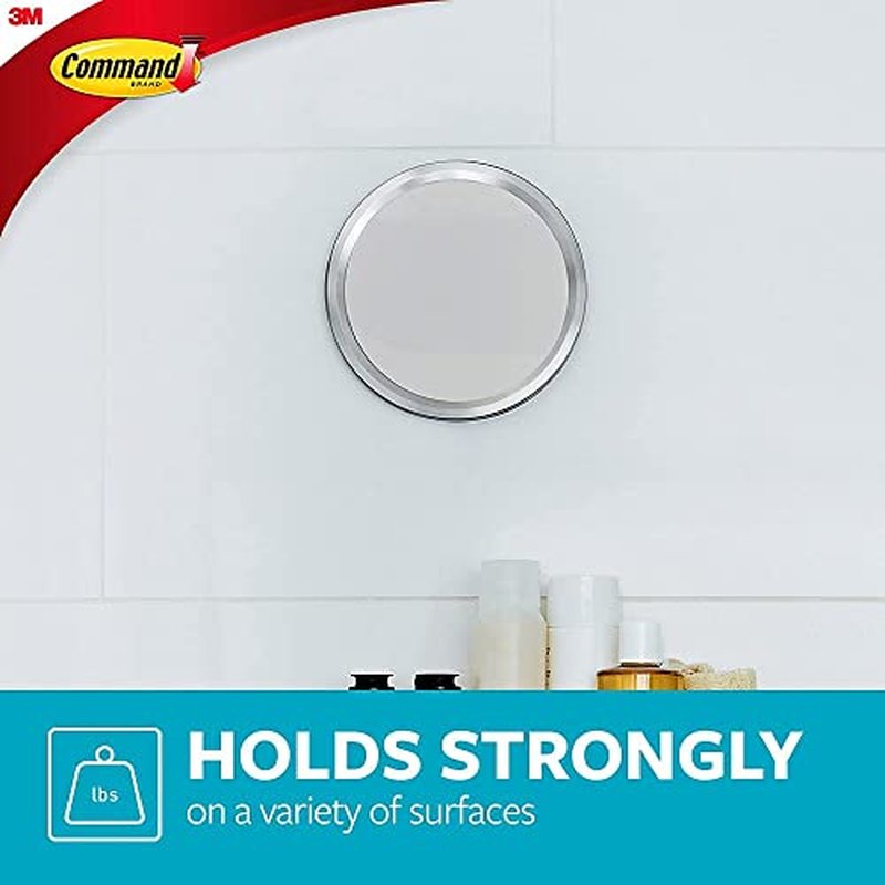 Command Bath Mirror, 2-Pack of 1 Mirror and 2 Water-Resistant Strips, Damage Free Bathroom Organization