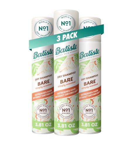 Batiste Dry Shampoo Bare Fragrance 3.81 Oz 3-Pack - Oil Absorbing Hair Refresh
