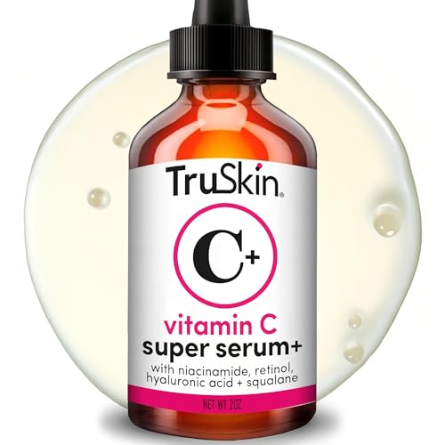 TruSkin Vitamin C Super Serum for Face - Five Skin Benefits in One Serum with Vitamin C, Retinol, Niacinamide, Hyaluronic Acid & Squalane - Brighten, Firm & Smooth the Look of Skin, 2 Fl Oz
