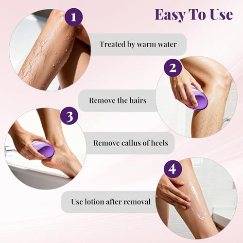 Crystal Hair Eraser for Women and Men, Reusable Crystal Hair Remover Magic Painless Exfoliation Hair Removal Tool, Magic Hair Eraser Device for Back Arms Legs(Purple)