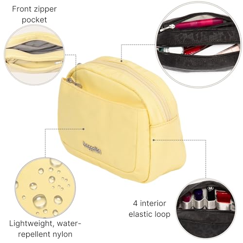 Lightweight Cosmetic Bag for Travel - Small Butter Yellow Makeup Organizer