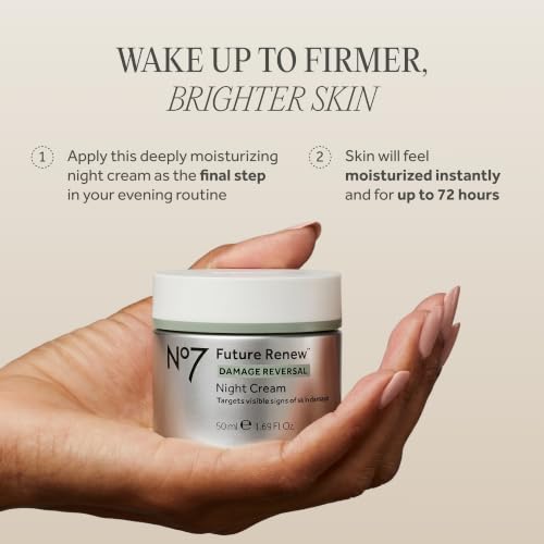 No7 Future Renew Damage Reversal Night Cream 1.69 oz | Peptide-Based Anti-Aging Moisturizer