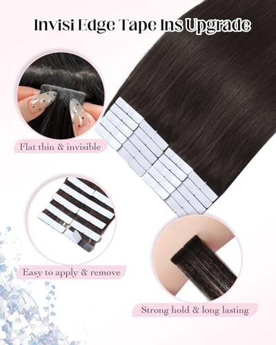 Dark Brown Hair Extensions Tape in Hair 14 Inch 40g – Invisible Seamless Fit