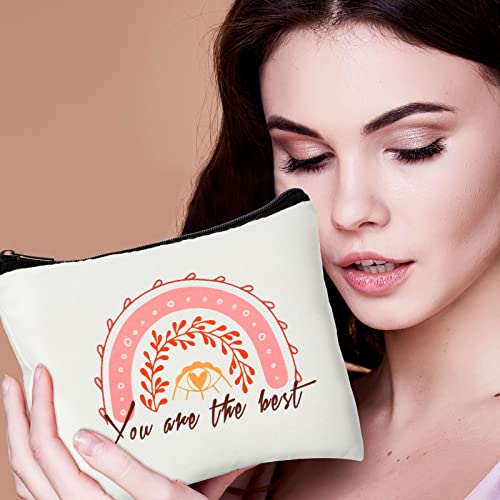 Chunful 36 Pcs Rainbow Canvas Makeup Bags Inspirational Gifts Bulk Keychains and Pastel Pens Motivational Cosmetic Bag for Women Appreciation Gifts Birthday Party Favors